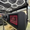 Custom RAM Truck Under-Seat Subwoofer Enclosure with Illuminated LED Logo Panel