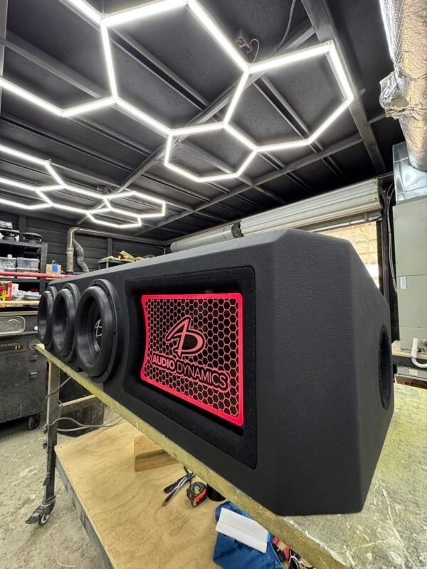 Custom RAM Truck Under-Seat Subwoofer Enclosure with Illuminated LED Logo Panel