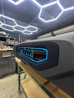 Custom Quad Truck Subwoofer Enclosure with Dual LED Acrylic Logo Panels