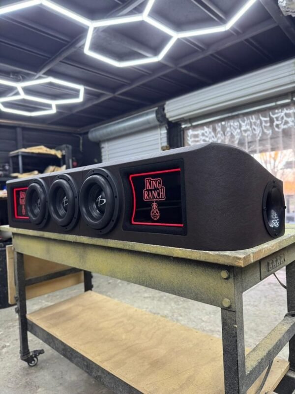 Custom RAM Truck Under-Seat Subwoofer Enclosure with Illuminated LED Logo Panel