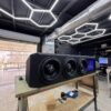 Custom RAM Truck Under-Seat Subwoofer Enclosure with Illuminated LED Logo Panel