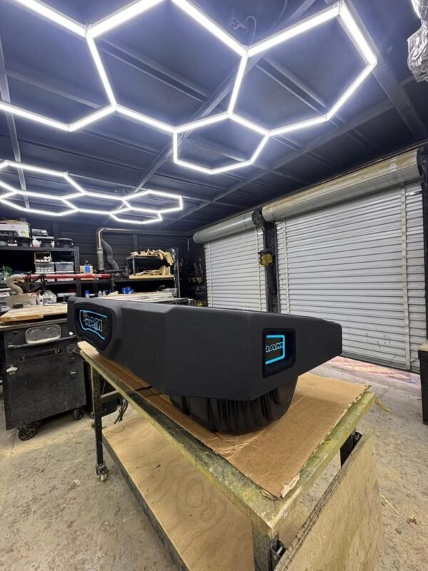 Custom Quad Truck Subwoofer Enclosure with Dual LED Acrylic Logo Panels
