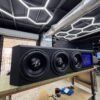 Custom RAM Truck Under-Seat Subwoofer Enclosure with Illuminated LED Logo Panel