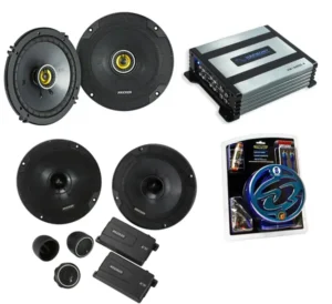 HA-A400.4 Alloy 4 Channel 800W Range Speaker Sub Amplifier, Kicker 46CSC654 6 1/2″ Coaxial Range Stereo Speakers and SoundQuest