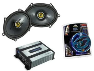 HA-A400.4 Alloy 4 Channel 800W Range Speaker Sub Amplifier, Kicker 46CSC684 6×8″ 5×7″ Coaxial Range Stereo Speakers and SoundQue
